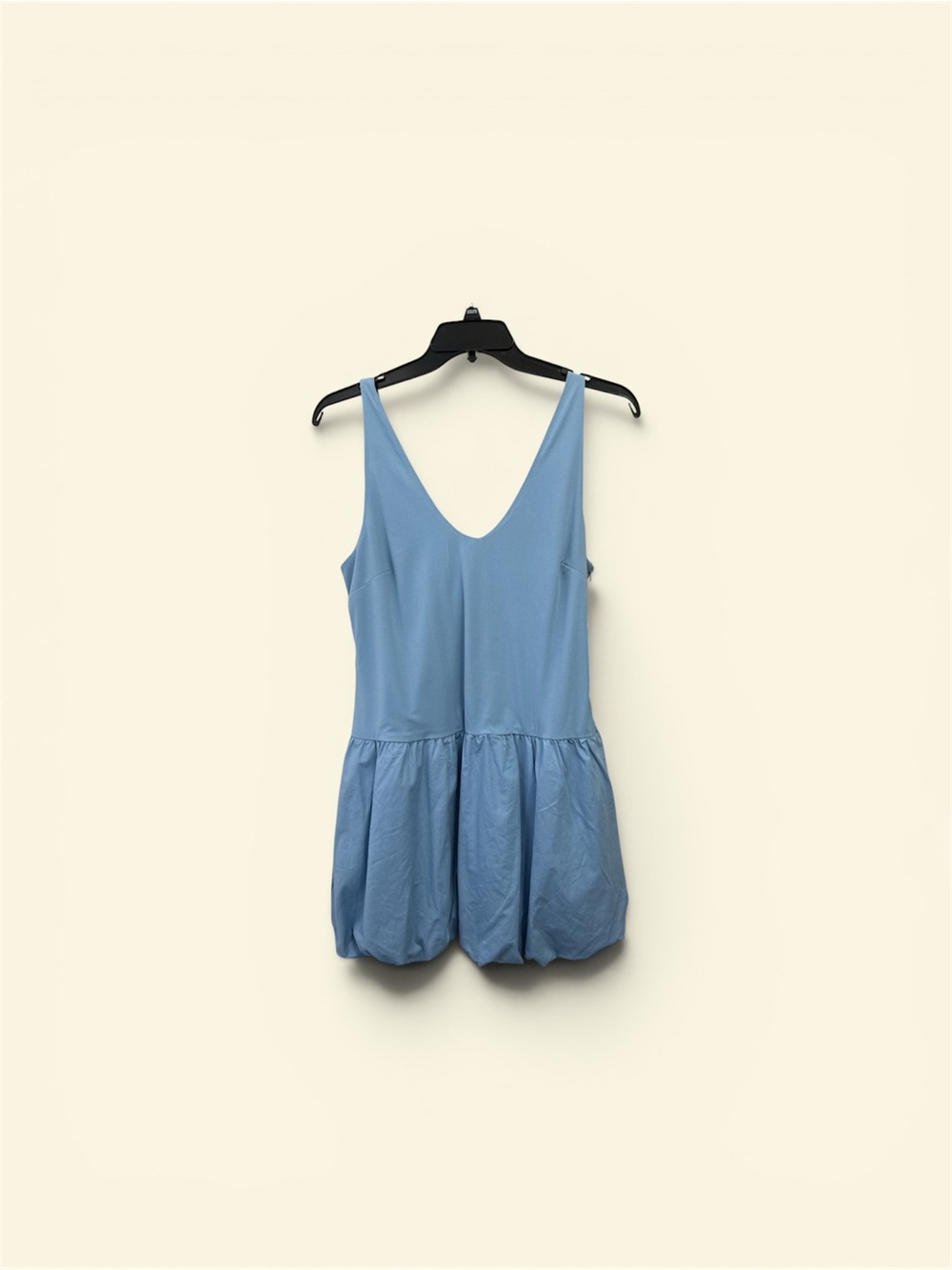 Stevie by Steve Madden Dusty Blue Sleeveless Bubble-Hem Romper sz L